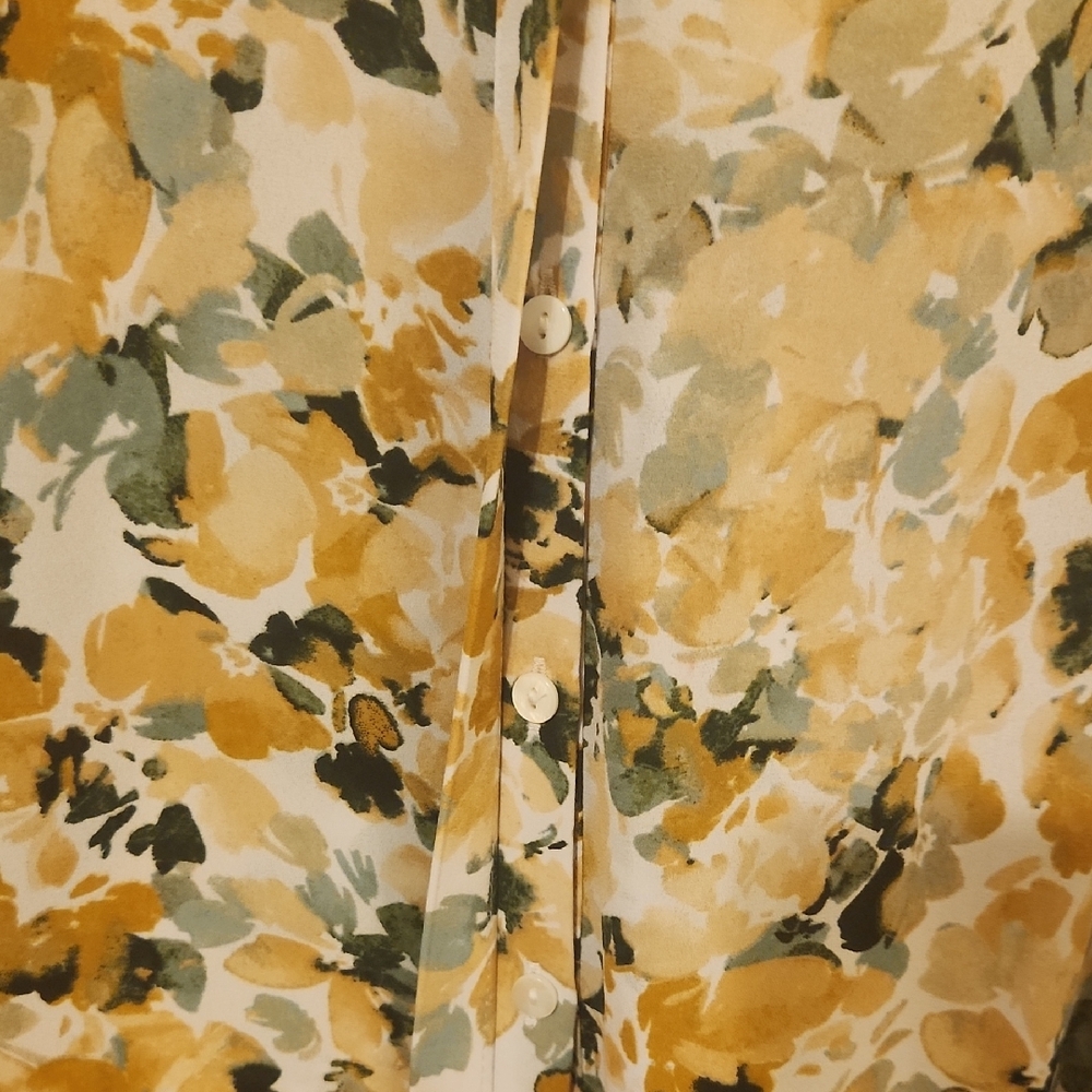 NYDJ Women's Abstract Floral Blouse - Mustard and Olive - Picture 6 of 6